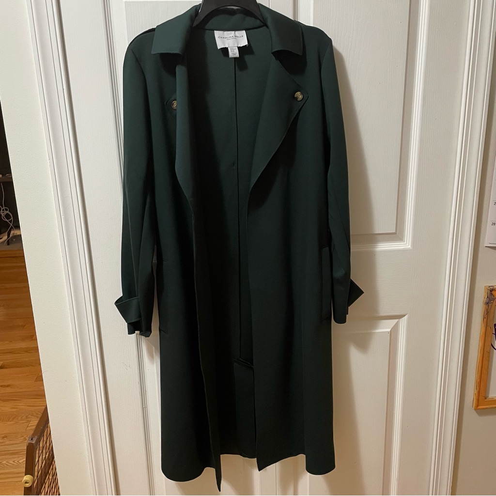Womens Jacket Carolina Belle Size Xs (Cut Larger) Belted Emerald Green Maxi